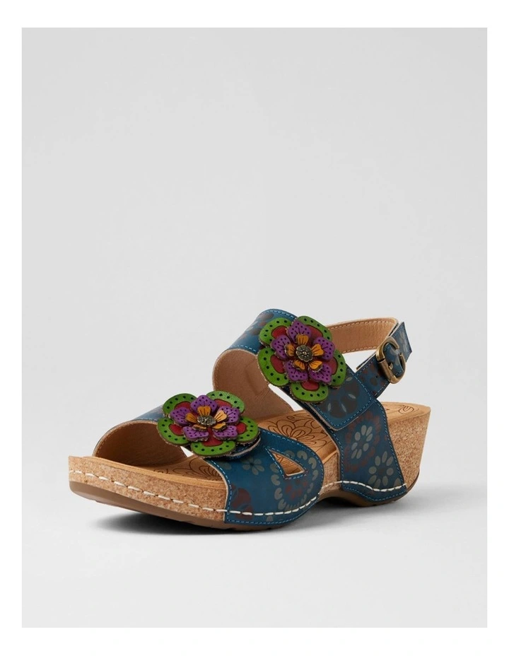 Juliette Cobalt Blue Garden Leather Wedges image 2