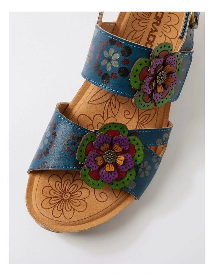 Juliette Cobalt Blue Garden Leather Wedges image 4