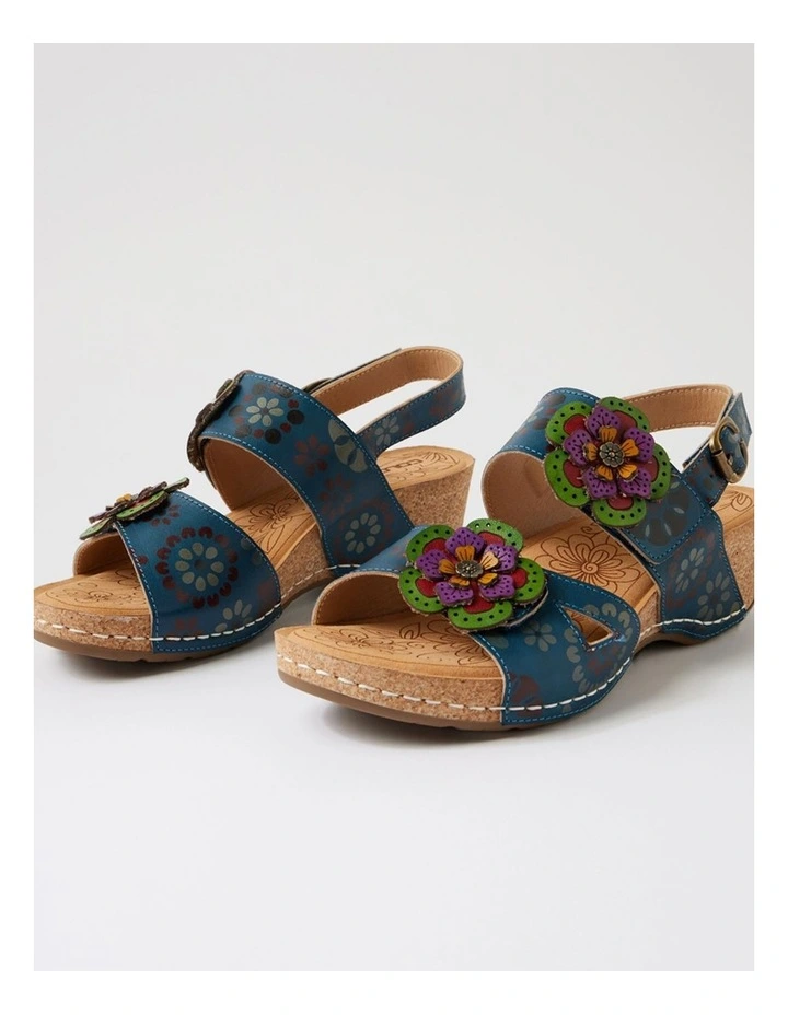 Juliette Cobalt Blue Garden Leather Wedges image 5