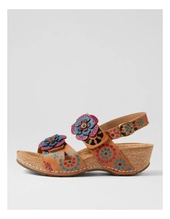 Juliette Tan Garden Leather Wedges