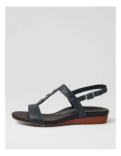 Japine Navy Leather Sandals