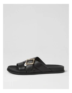 Nespie Black Leather Sandals