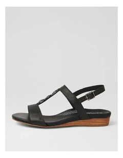 Japine Black Leather Sandals