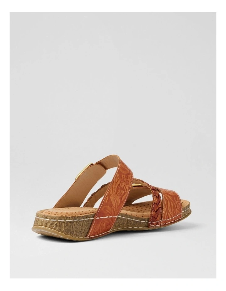 Prena Tan Embossed Leather Slides image 3