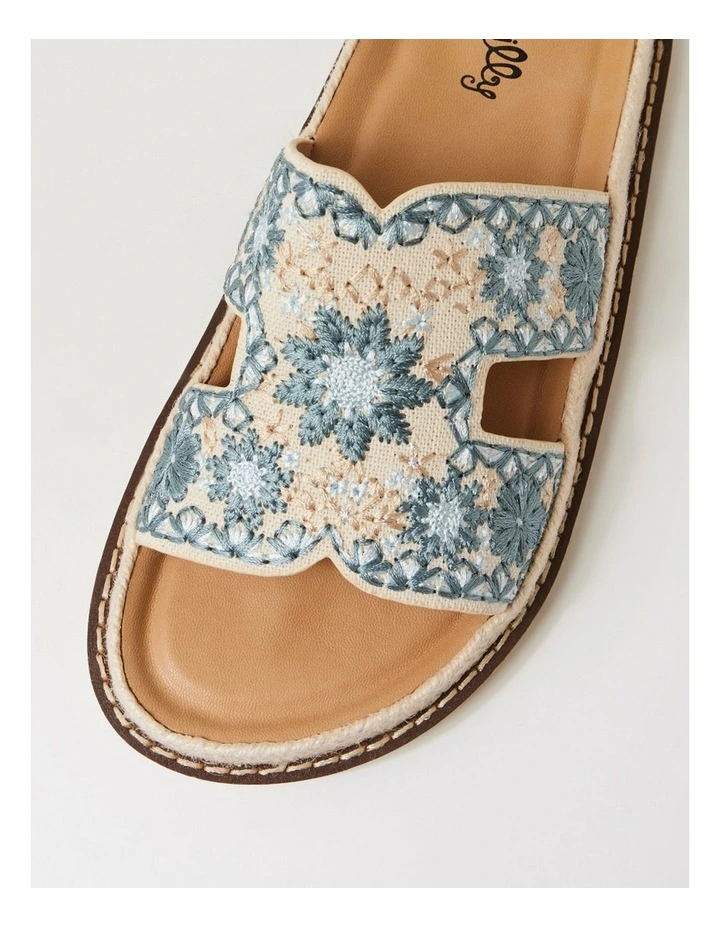 Jintale Denim Blue Embroidery Fabric Slides image 4