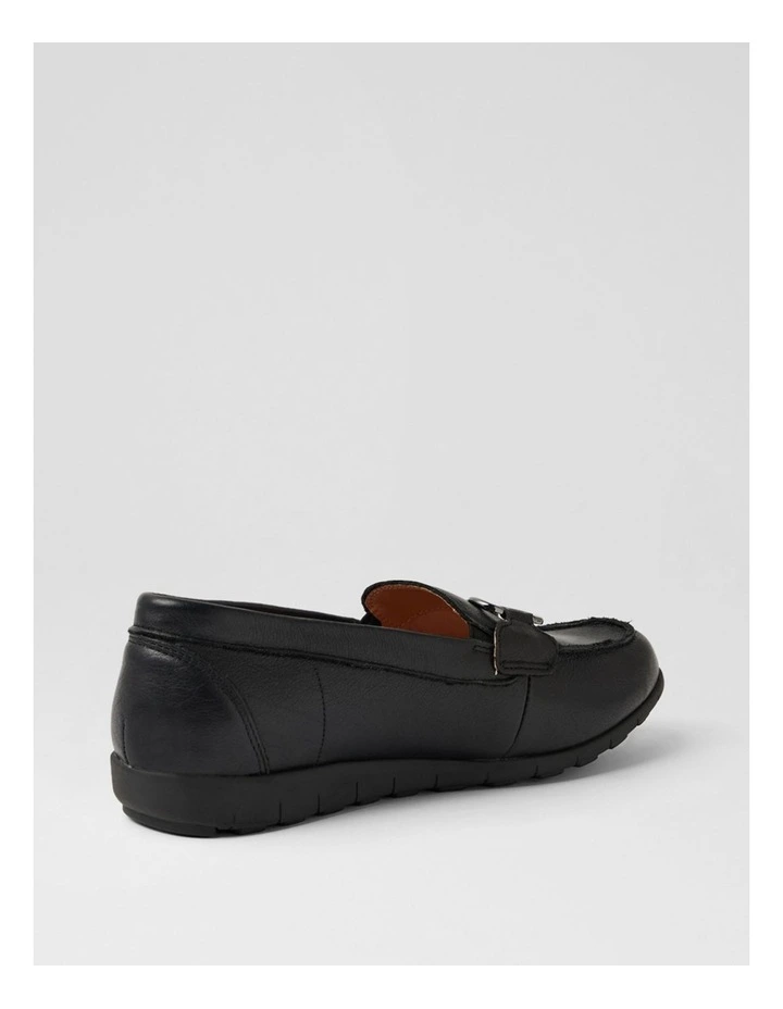 Bethanis D Black Leather Flat Shoes image 3