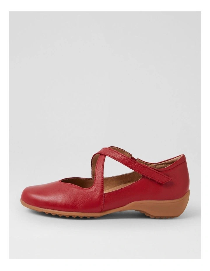 Gwens Dark Red Leather Flat Shoes image 1