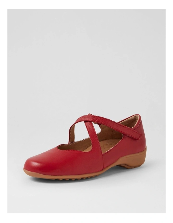 Gwens Dark Red Leather Flat Shoes image 2