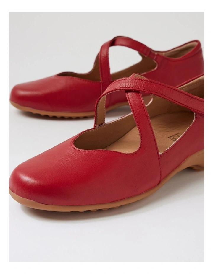 Gwens Dark Red Leather Flat Shoes image 5