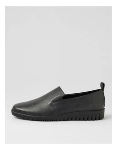 Barri Black Waxy Leather Flat Shoes