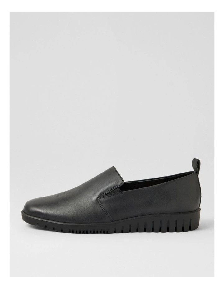 Barri Black Waxy Leather Flat Shoes image 1