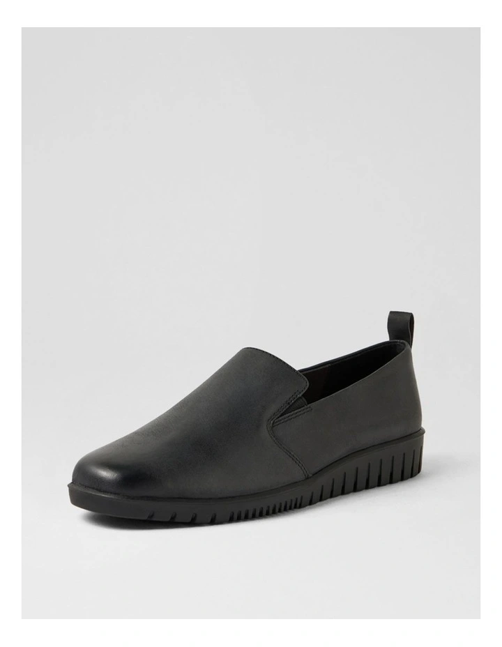 Barri Black Waxy Leather Flat Shoes image 2