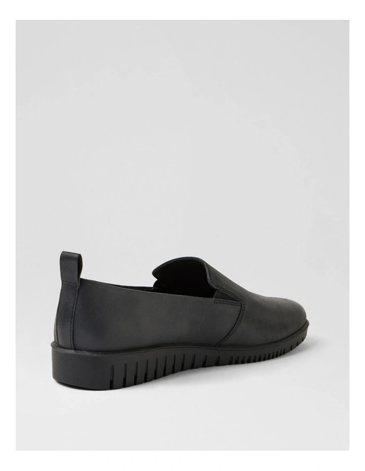Barri Black Waxy Leather Flat Shoes image 3