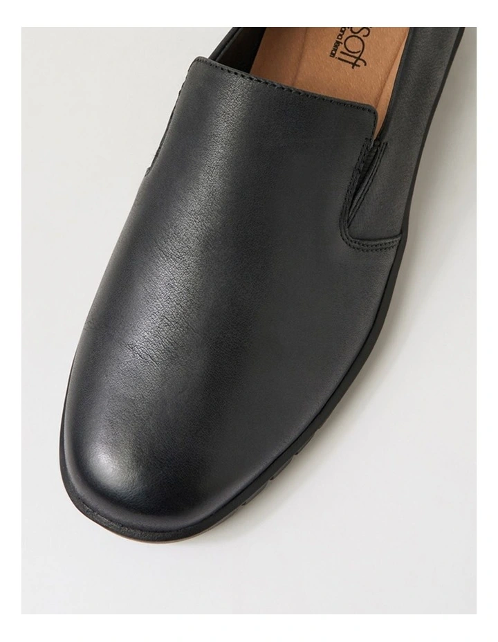 Barri Black Waxy Leather Flat Shoes image 4