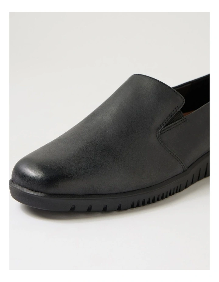 Barri Black Waxy Leather Flat Shoes image 5