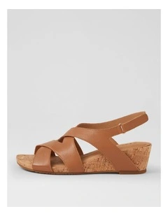 Sars Dark Tan Cork Leather Sandals