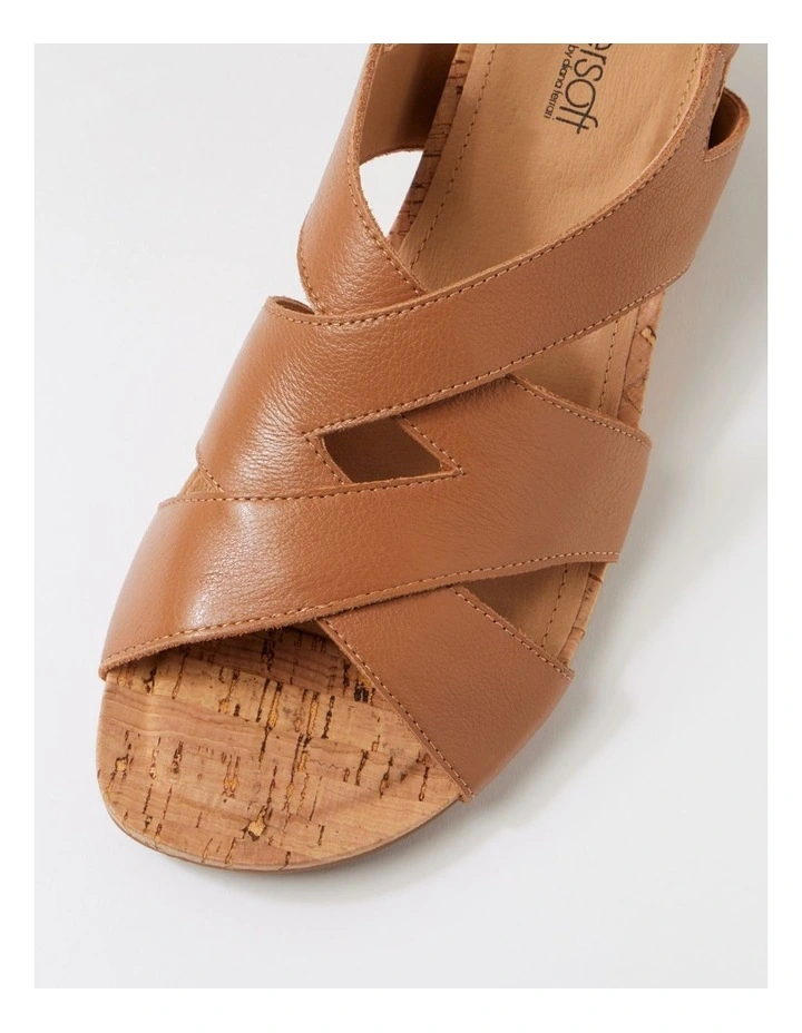 Sars Dark Tan Cork Leather Sandals image 4