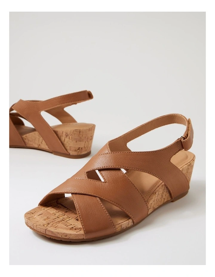 Sars Dark Tan Cork Leather Sandals image 5