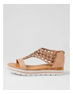 Alexiander Dark Nude Floral Cork Leather Sandals