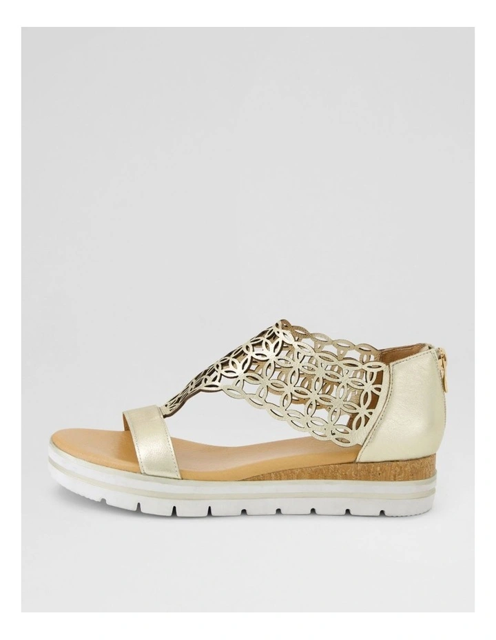 Alexiander Pale Gold Floral Cork Leather Sandals image 1