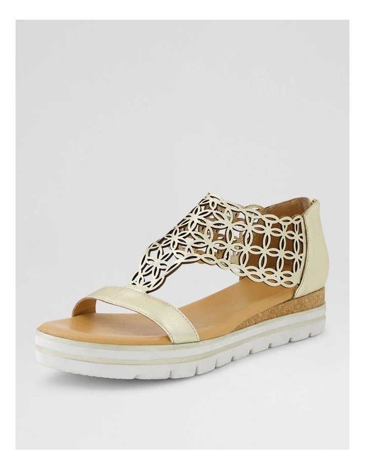 Alexiander Pale Gold Floral Cork Leather Sandals image 2