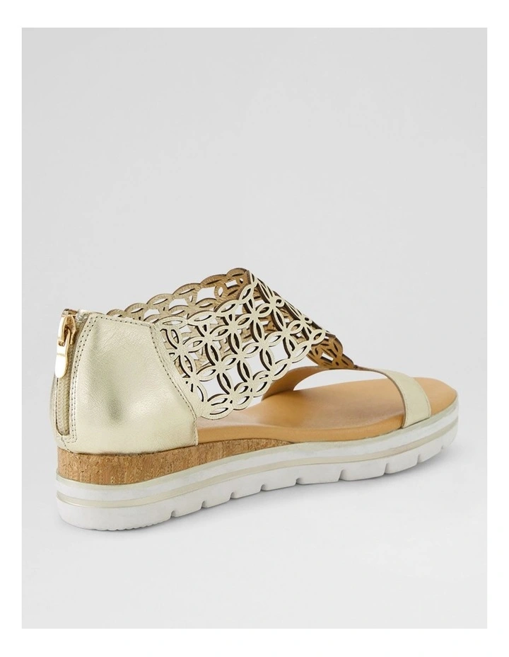Alexiander Pale Gold Floral Cork Leather Sandals image 3