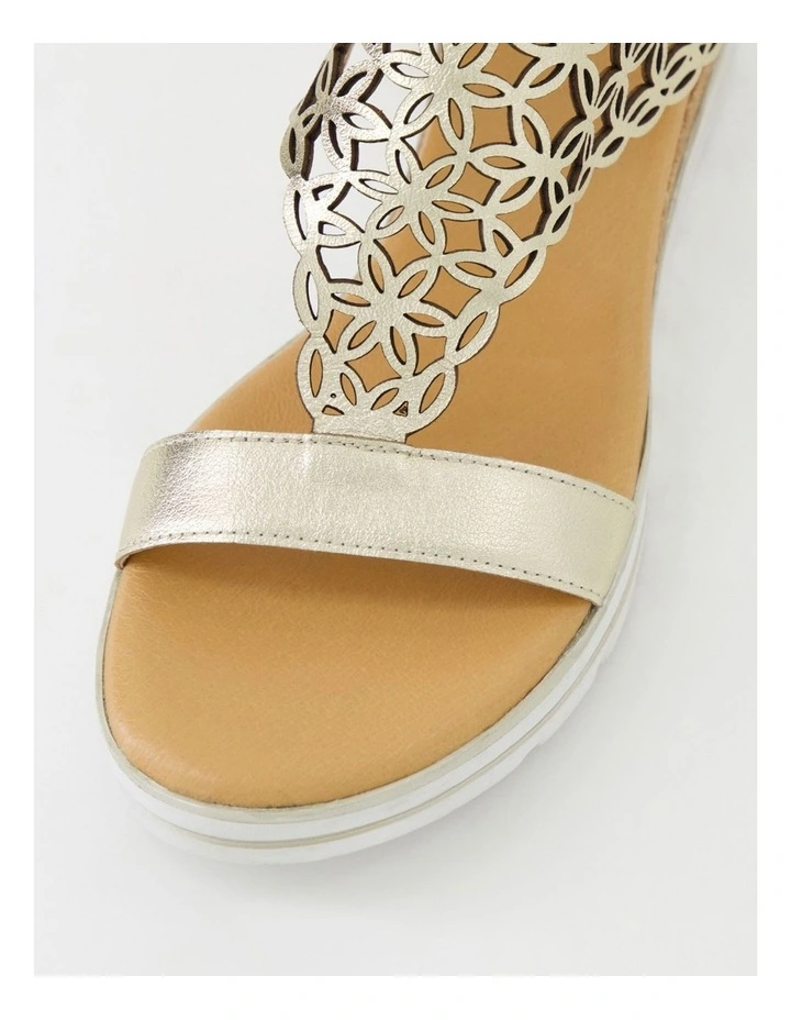 Alexiander Pale Gold Floral Cork Leather Sandals image 4