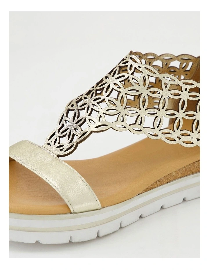 Alexiander Pale Gold Floral Cork Leather Sandals image 5