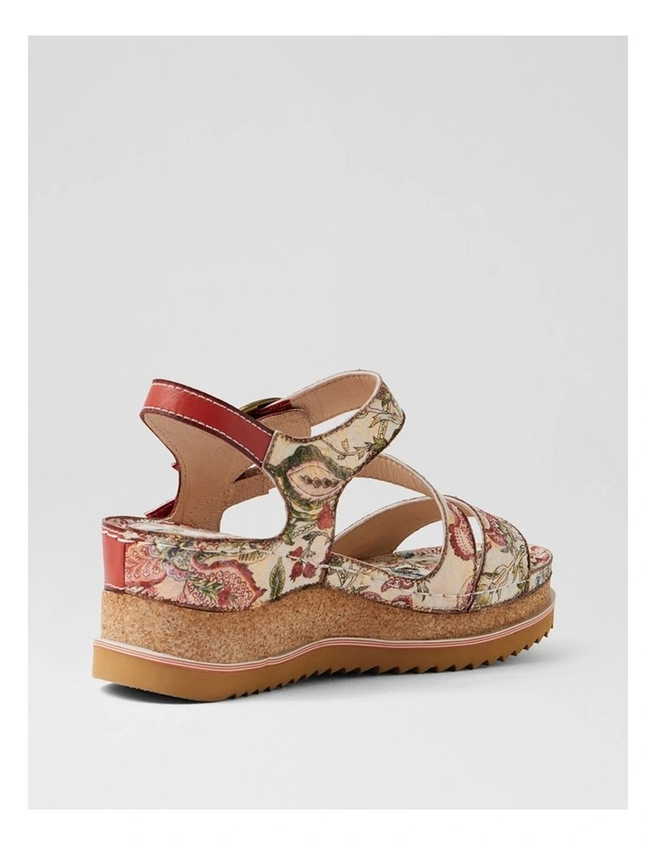 Riley Red Gold Floral Leather Sandals image 3
