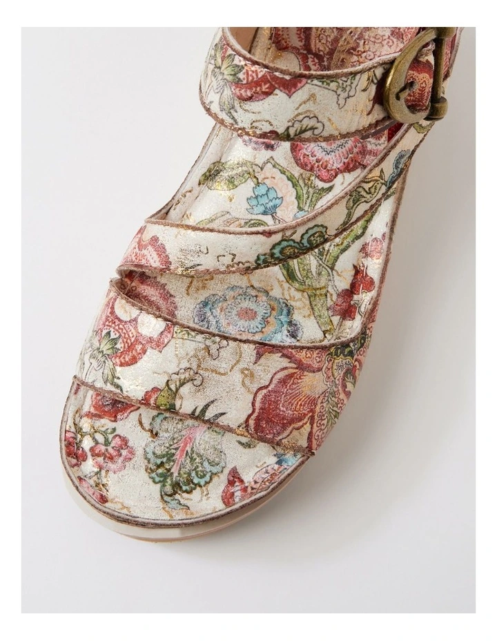 Riley Red Gold Floral Leather Sandals image 4