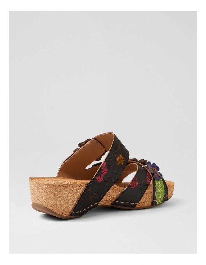 Jasmine Black Botanical Leather Wedges image 3