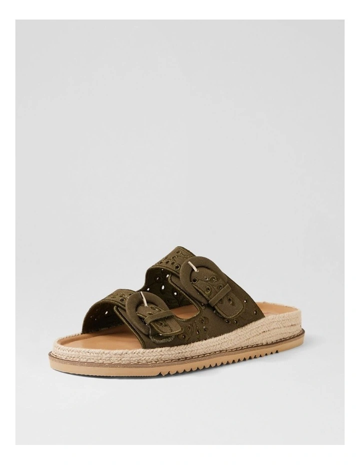 Jabbi Khaki Fabric Slides image 2