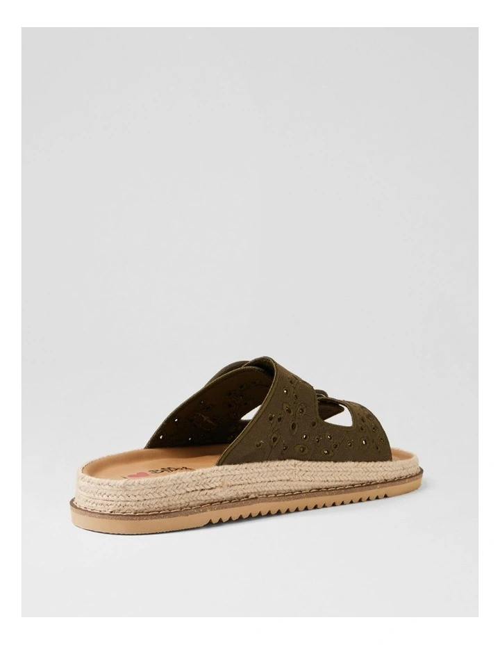 Jabbi Khaki Fabric Slides image 3