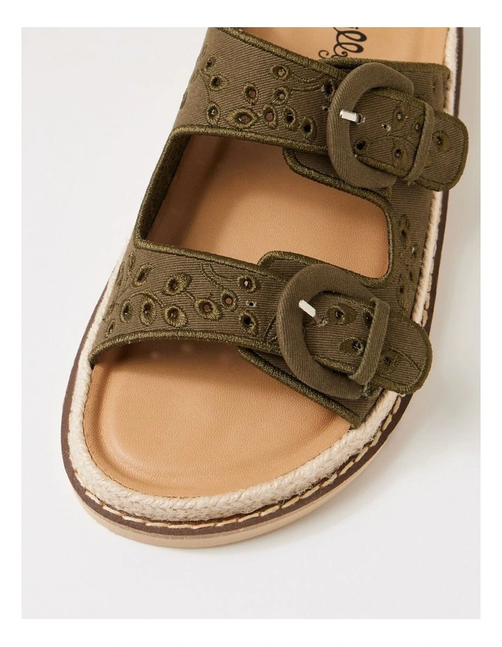 Jabbi Khaki Fabric Slides image 4