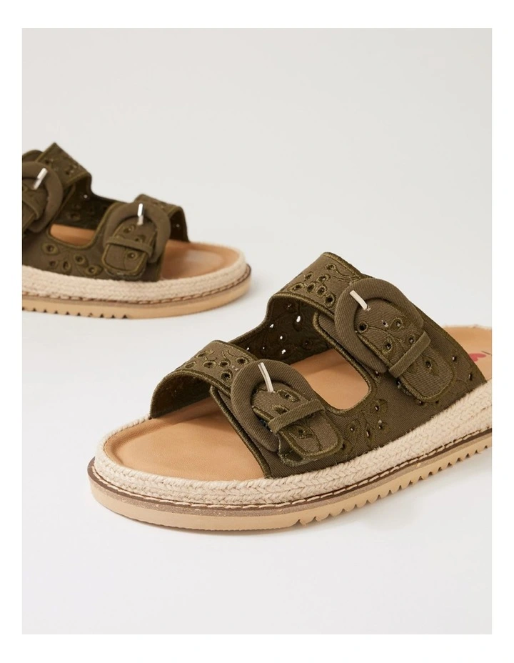 Jabbi Khaki Fabric Slides image 5