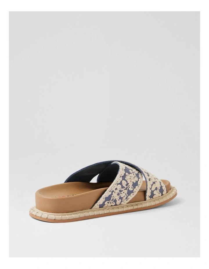 Zakiya Denim White Embroidery Fabric Slides image 3