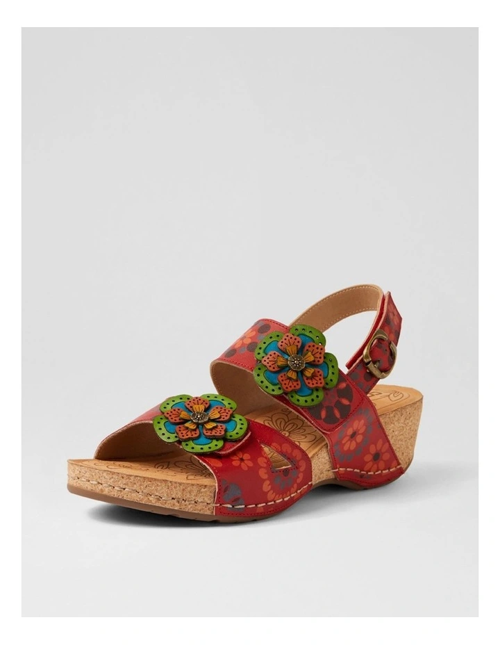 Juliette Red Garden Leather Heeled Sandals image 2