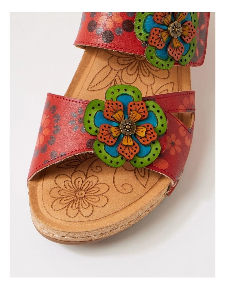 Juliette Red Garden Leather Heeled Sandals image 4