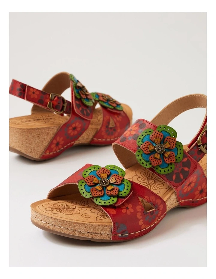 Juliette Red Garden Leather Heeled Sandals image 5