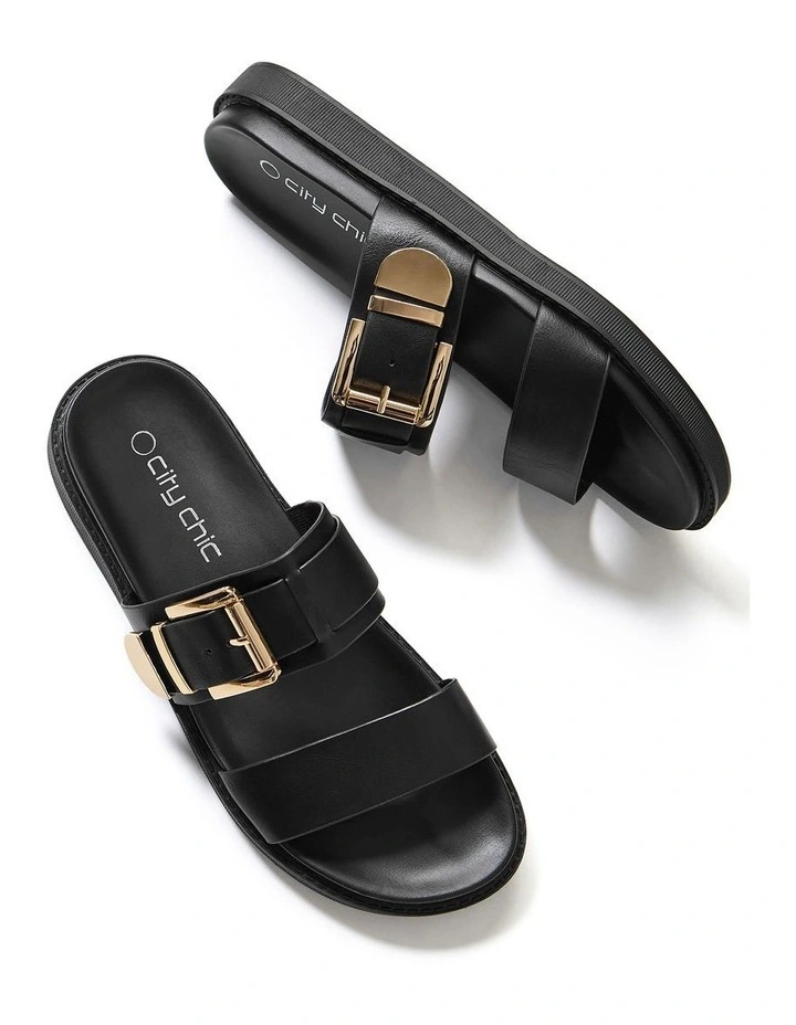 Wide Fit WIDE FIT Ally Buckle Slide  in black image 7