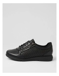 Natalia Black Leather Flat Shoes