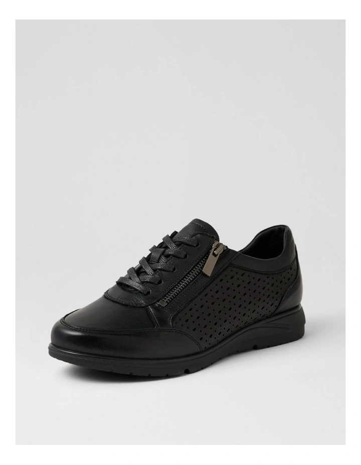 Natalia Black Leather Flat Shoes image 2