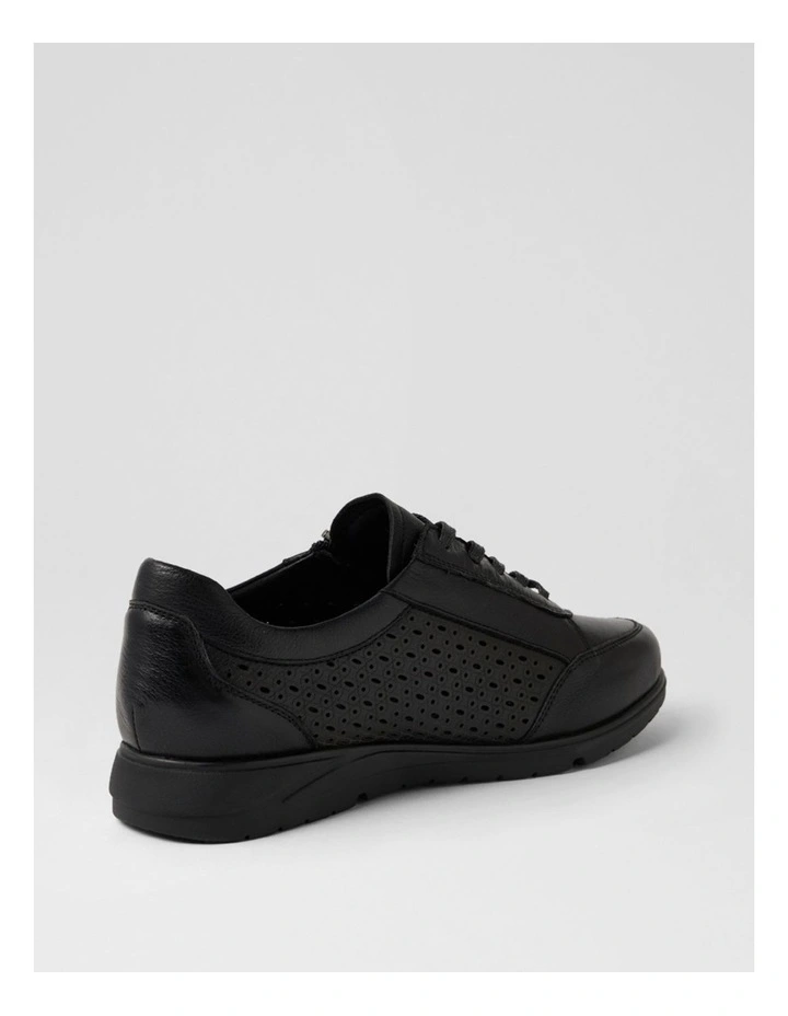 Natalia Black Leather Flat Shoes image 3