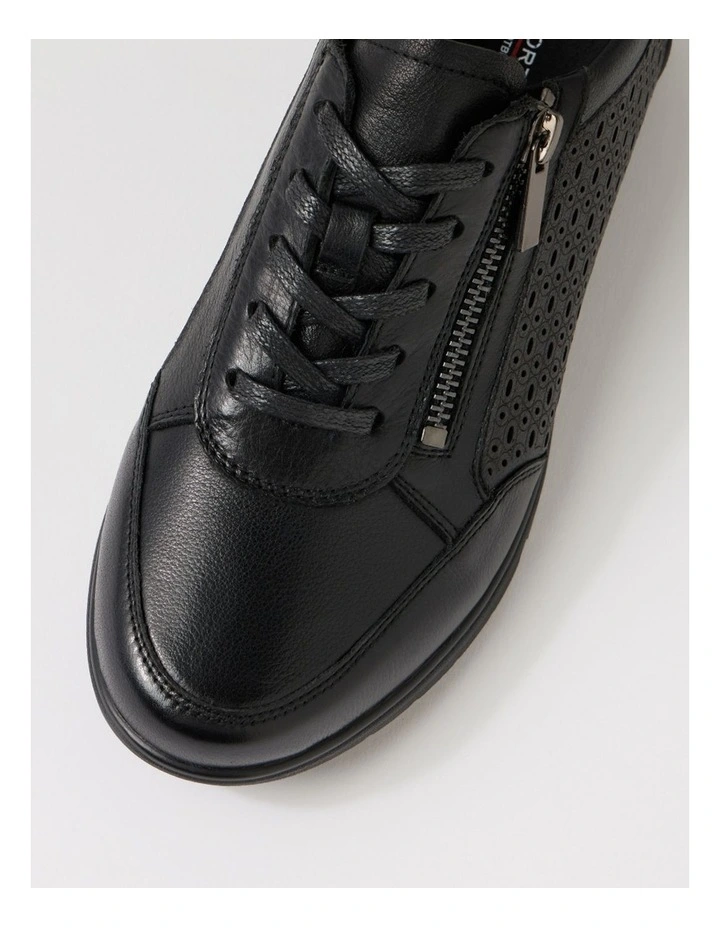 Natalia Black Leather Flat Shoes image 4