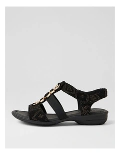 Bartie Black Gold Dot Leather Sandals