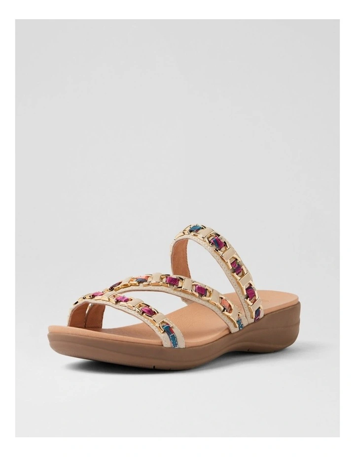 Maybelle Almond Multi Leather Fabric Sandals image 2