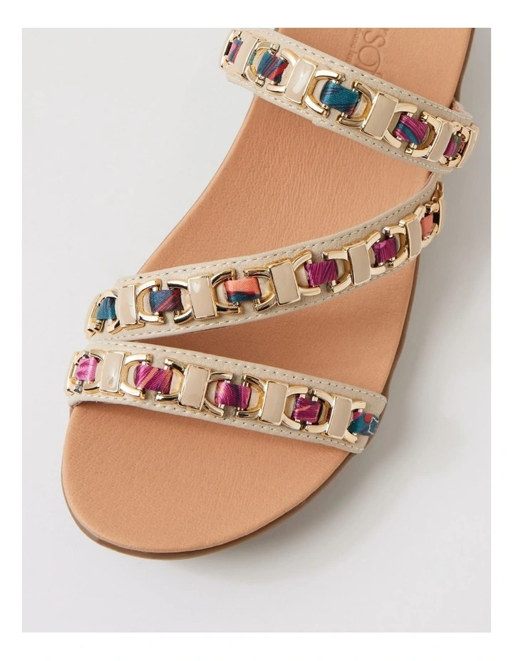 Maybelle Almond Multi Leather Fabric Sandals image 4