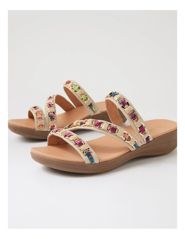 Maybelle Almond Multi Leather Fabric Sandals image 5