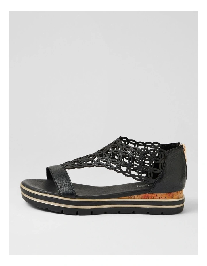 Alexiander Black Floral Cork Leather Sandals image 1