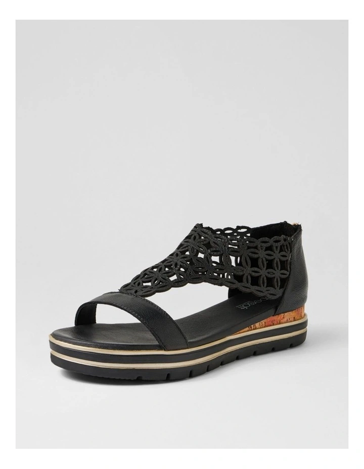 Alexiander Black Floral Cork Leather Sandals image 2